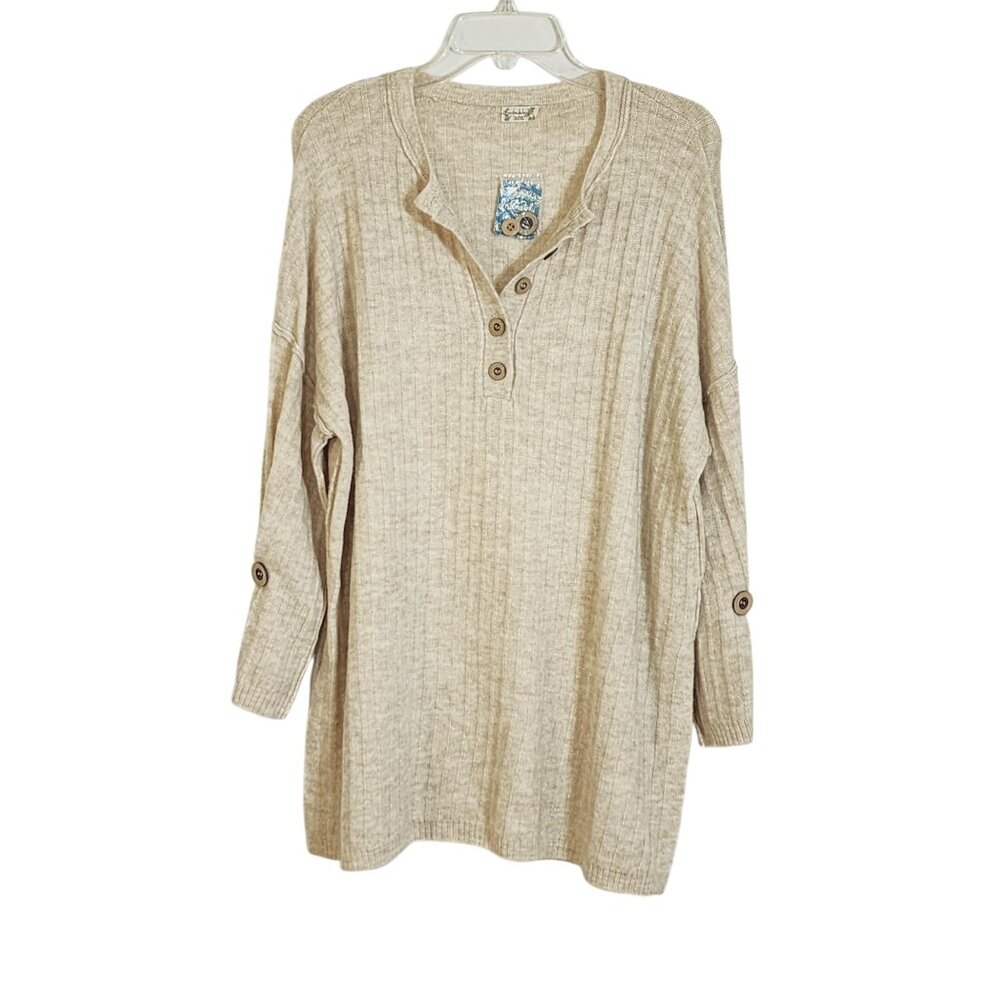 Free People New Around the Clock Pullover Ribbed Knit Sweater in Oatmeal Size XS - Picture 10 of 13